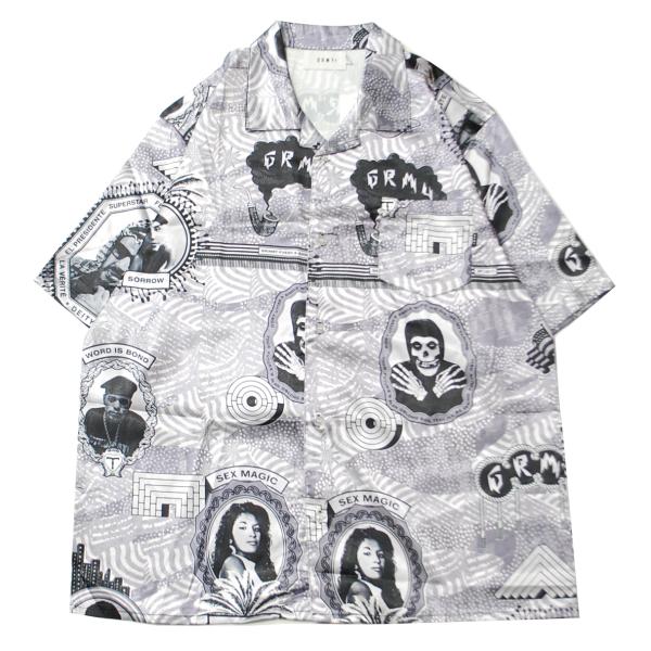 グライミー GRIMEY SUPASTAR SATIN BUTTON UP S/S SHIRT GR...