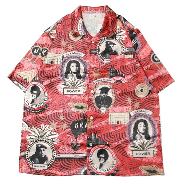 グライミー GRIMEY SUPASTAR SATIN BUTTON UP S/S SHIRT RE...