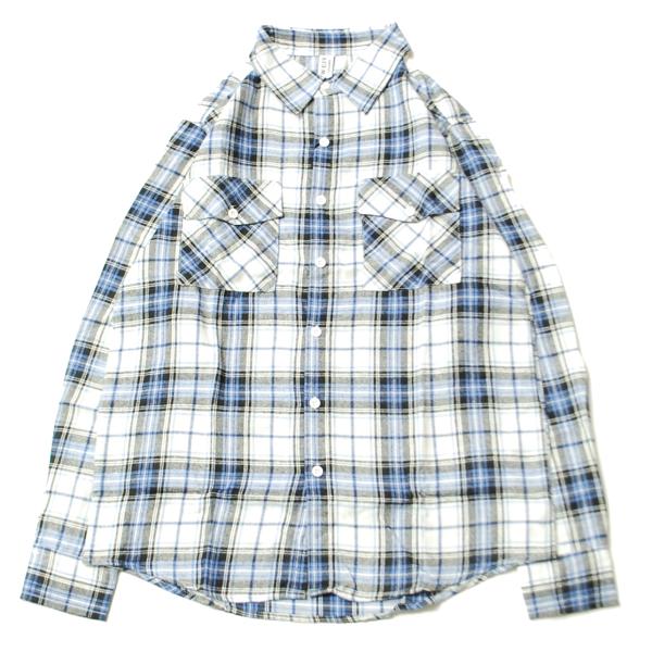 WEIV LA FLANNEL L/S SHIRTS WHITE × SKY / ホワイト × スカ...