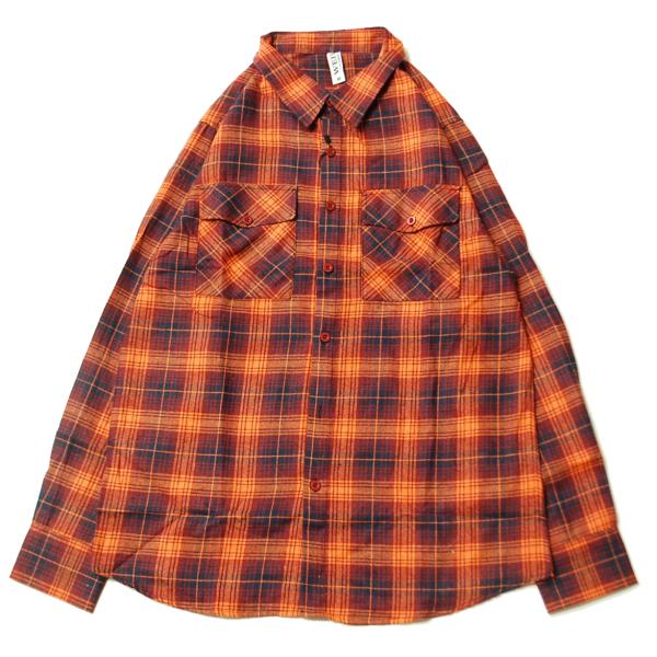 WEIV LA FLANNEL L/S SHIRTS ORENGE × NAVY / オレンジ × ...