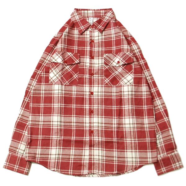 WEIV LA FLANNEL L/S SHIRTS BURGUNDY × WHITE / バーガン...