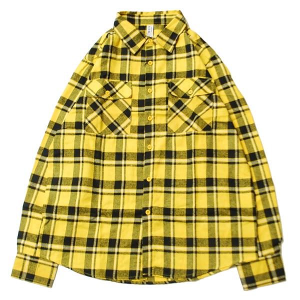 WEIV LA FLANNEL L/S SHIRTS YELLOW × BLACK / イエロー ×...
