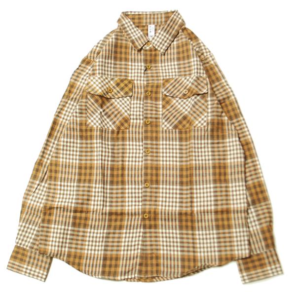 WEIV LA FLANNEL L/S SHIRTS BROWN × WHITE / ブラウン × ...
