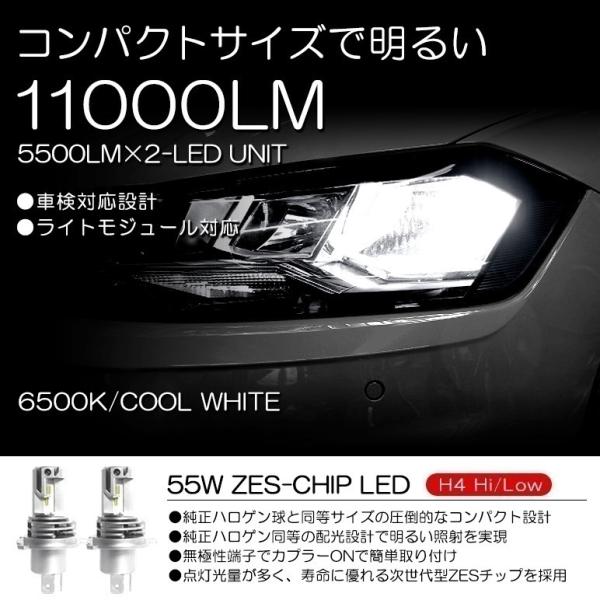 L150S/L160S 前期/後期 ムーヴ LED ヘッドライト H4 Hi/Lo切替 55W 11...