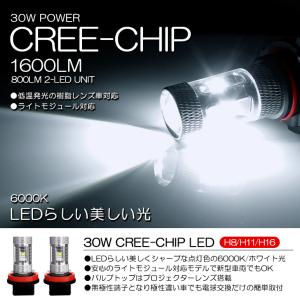 C11系 前期/後期 ティーダ ラティオ LED フォグランプ H8 30W CREE XB-D プロジェクター拡散 6000K/ホワイト 2個/1セット