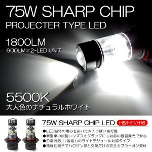 HA1W アイ LED フォグランプ H11 75W SHARP プロジェクター拡散 5500K/ナチュラルホワイト 2個/1セット｜possible