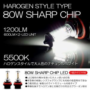 GSJ15W FJクルーザー LED フォグランプ H16 80W SHARP サイド発光 ハロゲンスタイル 5500K/ホワイト 2個/1セット｜possible