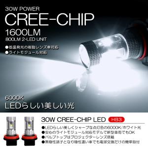 30系 前期/後期 セルシオ LED ハイビーム HB3/9005 30W CREE XB-D プロジェクター拡散 6000K/ホワイト 2個/1セット｜possible