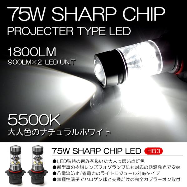 10系 前期/後期 マークX ジオ LED ハイビーム HB3/9005 75W SHARP プロジ...