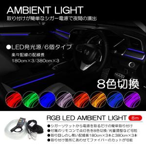 RGB LED アンビエントライト 間接照明 ライン発光 発光源6個 アクリルファイバー8m リモコン操作 8色切替｜possible