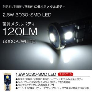 AP1/AP2 S2000 LED T10/T16 ナンバー灯 1.8W 3030チップ SMD 3発 メタルボディ ホワイト/6000K 1個入り｜possible