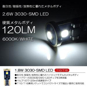 U71W/U72W クリッパー リオ LED T10/T16 ナンバー灯 1.8W 3030チップ SMD 3発 メタルボディ ホワイト/6000K 1個入り｜possible