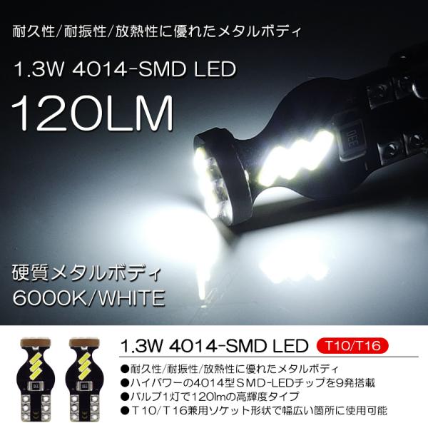 M900系/M900A/M910A 前期/後期 タンク LED T10/T16 ポジション球 1.3...