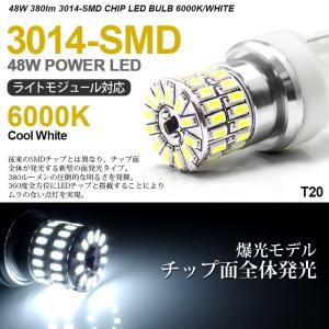 LED T20 ウェッジ球 ピンチ部違い対応 48W 3014 SMD 48発 面発光 ホワイト/6000K 1個入り｜possible