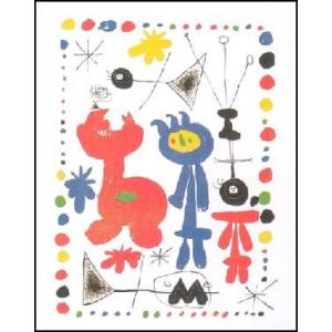 -ミロ アートポスター-人と鳥(24cm×30cm)　ジョアン・ミロ -おしゃれインテリアに-