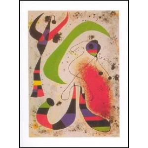 ミロ アートポスター-夜の女と鳥(700×900mm) ジョアン・ミロ -おしゃれ