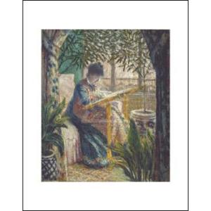 -モネ アートポスター-刺繍をするモネ夫人1875年(281×358mm) -おしゃれインテリアに-