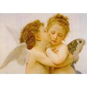 -アートポスター- ファーストキス 60cm×80cm　天使・ルネッサンス -おしゃれインテリアに-