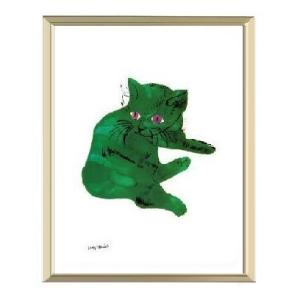 -アンディ・ウォーホル アルミ額装ポスター-緑の猫1956年(300×380×7.5mm) -おしゃ...
