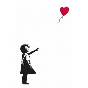 バンクシー ポスター 赤い風船 Red Balloon by Banksy 木製