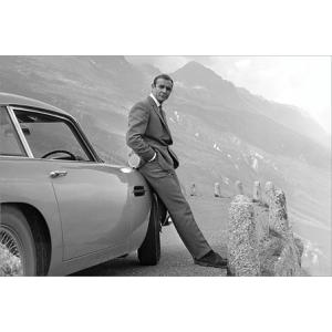 007　ジェームス・ボンド 映画ポスター 軽量アルミ製フレーム付 ショーン・コネリーとアストン・マーティン 91.5×61cm