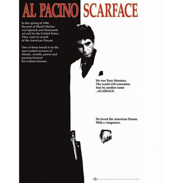 スカーフェイス 映画ポスター SCARFACE 軽量アルミ製フレーム付 91.5×61cm