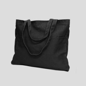 【アパレル】BAGS 14oz 厚手コットン ポケット付 キャンバス トートバッグ 無地 通学、キャンプ、旅行に！ c9018bk｜posterbin2