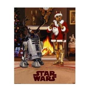 スターウォーズ　(クリスマスバージョン C3PO R2D2）　ミニ ポスター