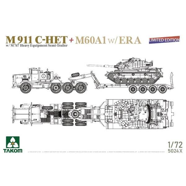 タコム 1/72 M911 C-HET 戦車運搬車w/M747 重装備セミトレーラー &amp; M60A1...