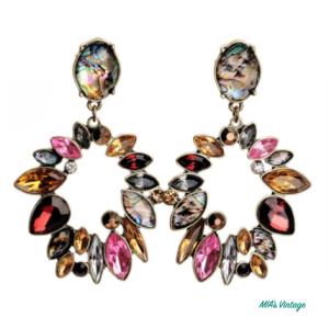 ★35％off !!  ヴィンテージデザイン ピアス ミアズ MIA's Vintage カラーストーンオーバルピアス（RED）イタリア製 アクセサリー MI-VP15 レディース メンズ｜postosegreto