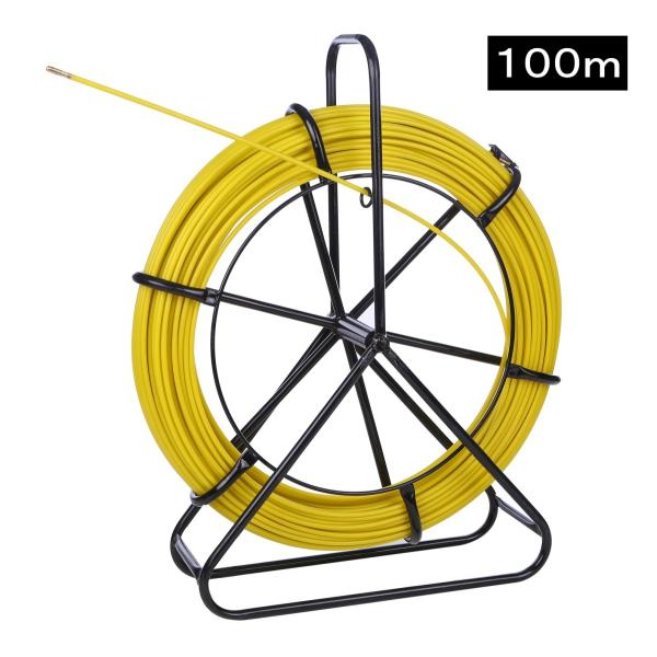 通線ワイヤー １００ｍ 径６ｍｍ 配線通し 通線ロッド リールタイプ フレーム付き 通線器