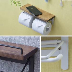 トイレットペーパーホルダー 木製 2連 ダブル...の詳細画像2