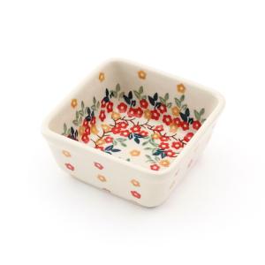 ポーランド食器 スクエアボウル ウィザブルードット ポーリッシュ