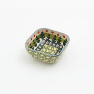 ポーランド食器 スクエアボウル ウィザブルードット ポーリッシュ