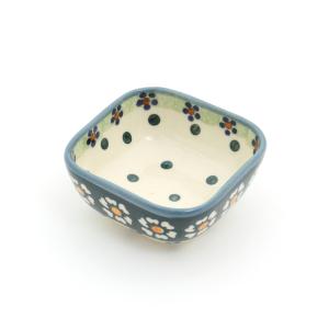 ポーランド食器 スクエアボウル ウィザブルードット ポーリッシュ