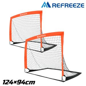 REFREEZE リフリーズ 124×94cm 折りたたみ サッカーゴール オレンジ 2個セット 収納バッグ付き 室内 屋外兼用 ポータブル ポップアップ サッカー フットサル｜REFREEZE ヤフー店