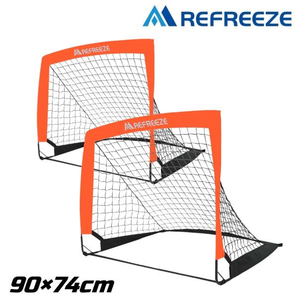 REFREEZE リフリーズ 90×74cm 折りたたみ サッカーゴール オレンジ 2個セット 収納...