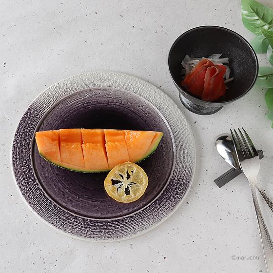 パープルフラットプレート(小) 24cm 丸皿 皿 ディナー皿 お洒落 かっこいい  豪華 紫 日本...