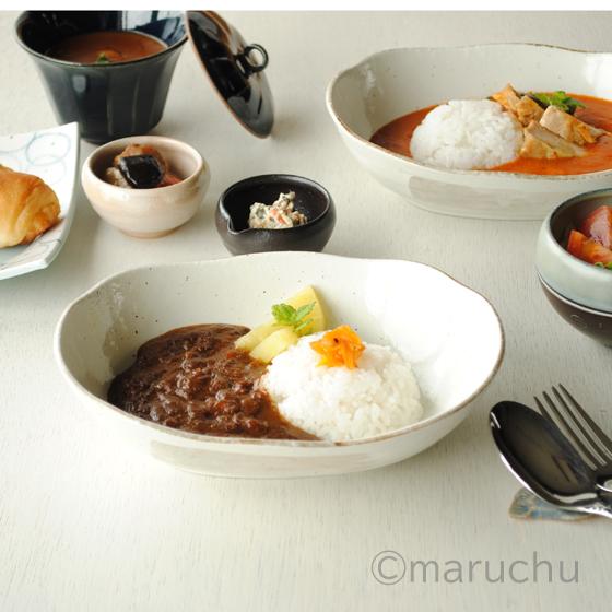 カレー皿 和食器 茶刷毛深口鉢 パスタ皿 煮物鉢 盛鉢 オーバル ベーカー 楕円鉢 カレー スパゲッ...