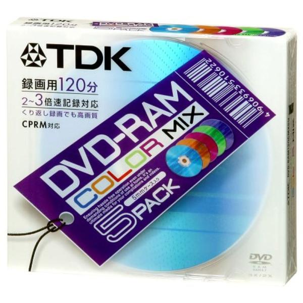 TDK DVD-RAM録画用 2-3倍速対応 5色カラーミックス 5枚パック DVD-RAM120C...