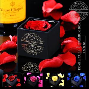 プリザーブドフラワー プレゼント ギフト 「ROSE in CUBE 1 PREMIUM BOX」