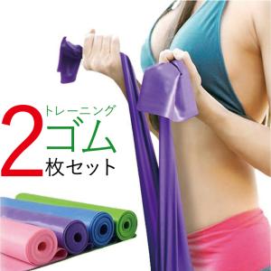 トレーニングチューブ ピラティス ヨガ ベルト 2個 トレーニング ゴム ストレッチ｜povstore