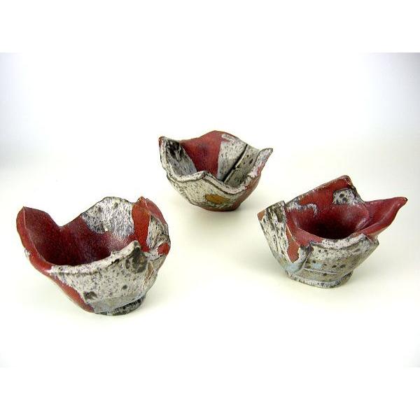 【安藤岬　作家作品】　引手折り紙碗　　陶芸酒具　猪口　ぐい呑み CP30