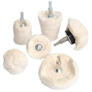 Floratek 6個 アルミホイール磨きバフ 軸付フェルトホイール