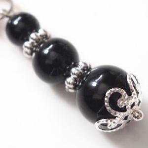 パワーストーン　ミニストラップ　オニキス　シルバー｜power-stone-piko