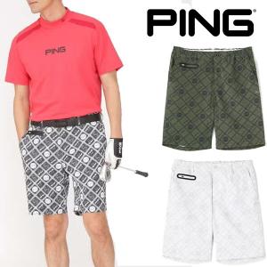 【新品】 PING ピン ハーフ パンツ ゴルフウェア メンズ タグ付き 総柄 PING（ピン） メンズ ゴルフウェア ネイティブライン Mr.PING バイアス