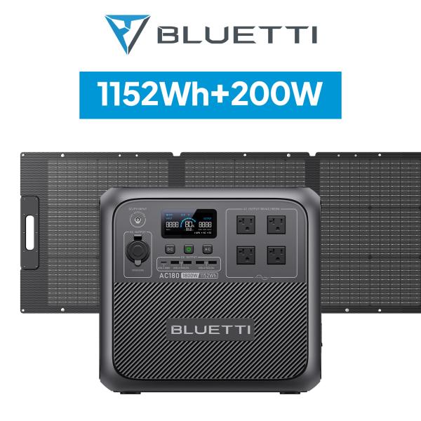 BLUETTI ポータブル電源 ソーラーパネル セット AC180+200W 1152Wh/1800...