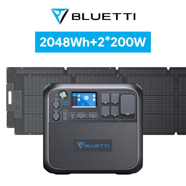 BLUETTI ポータブル電源 ソーラーパネル セット AC200MAX+2枚200W 三点セット ...