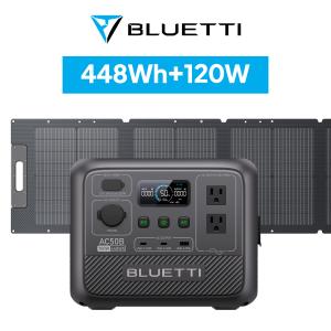BLUETTI ポータブル電源 ソーラーパネル セット AC50B+120W 448Wh/700W 小型軽量 家庭用 蓄電池 5年保証 (サージ1000W) UPS機能 防災節電 アウトドア キャンプ｜poweroak