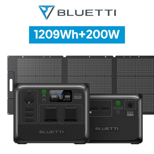 BLUETTI ポータブル電源 ソーラーパネル セット AC60+B80+200W 1,209Wh/...